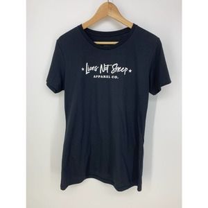 NWOT Lions Not Sheep Women's L Black Graphic Tee Crew Neck Short Sleeve T-Shirt